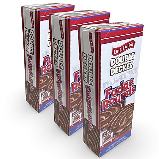 Little Debbie Large Sized Double Decker Rounds, Individually Wrapped (Fudge, Pack of 18) - Specialty Snack by Fieldstone Bakery