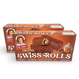 Little Debbie Mocha Swiss Rolls 2 Pack, 12 Rolls Per Box Chocolate Cake with Mocha Creme Filling - Specialty Snack by Little Debbie