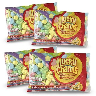 Lucky Charms Fluffy Marshmallow Snack, 4x 7 Oz. Bags - Specialty Snack by Jet-Puffed