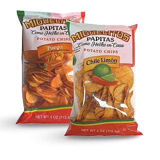 Miguelitos Papitas Potato Chips – Chile Limon & Fuego, 4 Bags | Choose Flavor or 2 & 2 Variety Pack - Specialty Snack by Utz