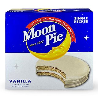 Moon Pie Single Decker - Vanilla. The Original Marshmallow Sandwich, 12 Pies - Specialty Snack by MoonPie