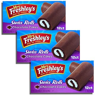 Mrs. Freshley's Swiss Rolls Snack Cakes, Pack of 3 (36 Total cakes) - Specialty Snack by Mrs. Freshley's