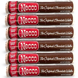 Necco Chocolate Wafer Rolls, Nostalgic Candy, 6 Pack - Specialty Snack by Necco