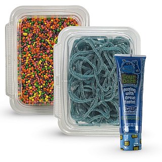 Nerds Cluster Candy Making Kit, 1 Tub (8oz) Blue Raspberry Candy Laces + Regular Nerds + Blue Raspberry Sour Ooze - Specialty Snack by Tribeca Curations