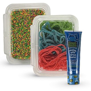 Nerds Cluster Candy Making Kit, 1 Tub (8oz) Mixed Flavor Candy Laces + Baby Nerds + Blue Raspberry Sour Ooze - Specialty Snack by Tribeca Curations