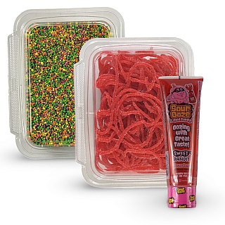 Nerds Cluster Candy Making Kit, 1 Tub (8oz) Strawberry Candy Laces + Baby Nerds + Strawberry Sour Ooze - Specialty Snack by Tribeca Curations