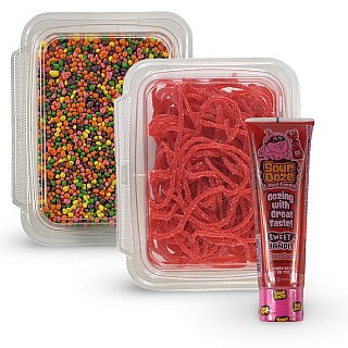 Nerds Cluster Candy Making Kit, 1 Tub (8oz) Strawberry Candy Laces + Regular Nerds + Strawberry Sour Ooze - Specialty Snack by Tribeca Curations