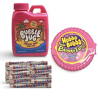 Nostalgic Bubble Gum Candy: Bazooka Bubble Gum (~19 Pieces), Bubble Tape and Bubble Jug - Specialty Snack by Tribeca Curations