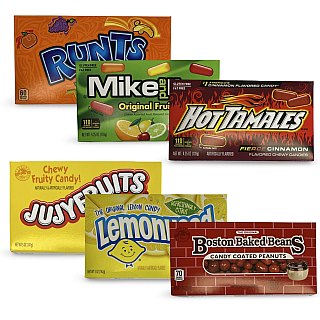 Nostalgic Candy Large Movie Theater Size Boxes Variety, Boston Baked Beans, Jujyfruit, Mike & Ike, Runts, Lemonhead and Hot Tamales - Specialty Snack by Tribeca Curations