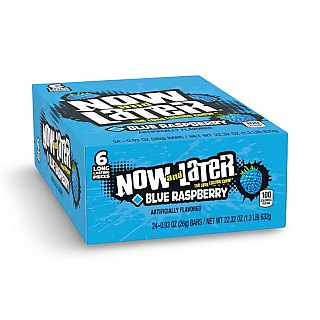 Now and Later Original Sweet Fruit Chewy Taffy, Blue Raspberry, 24 Pack Case - Specialty Snack by Now and Later