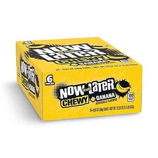 Now and Later Original Sweet Fruit Chewy Taffy, Chewy Banana, 24 Pack Case - Specialty Snack by Now and Later