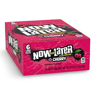 Now and Later Original Sweet Fruit Chewy Taffy, Cherry, 24 Pack Case - Specialty Snack by Now and Later