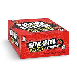 Now and Later Original Sweet Fruit Chewy Taffy, Strawberry, 24 Pack Case - Specialty Snack by Now and Later
