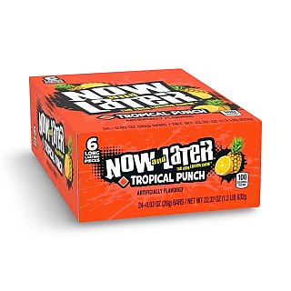 Now and Later Original Sweet Fruit Chewy Taffy, Tropical Punch, 24 Pack Case - Specialty Snack by Now and Later