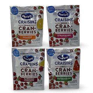 Ocean Spray Craisins Individual To-Go Packs, Variety Includes Fruit Punch, Strawberry, Cherry and Raspberry Lemonade, 20 Count - Specialty Snack by Ocean Spray