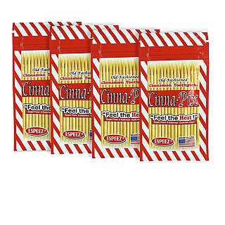 Old Fashioned Cinna-Pix Cinnamon Toothpicks, ~15 Count, 4 Packets - Specialty Snack by Espeez