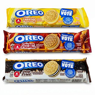 OREO Limited Edition Cookies, Banana Pudding, Deep Fried & Chicken & Waffles, 3-Sleeve Variety Pack - Specialty Snack by Oreo