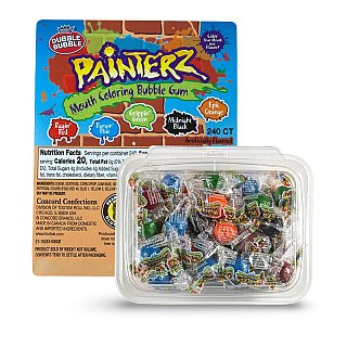 Painterz Mouth Coloring Bubble Gum Assorted Mix, 8 oz Tub (Ragin' Red, Bangin' Blue, Grippin' Green, Midnight Black, Epic Orange) - Specialty Snack by Painterz