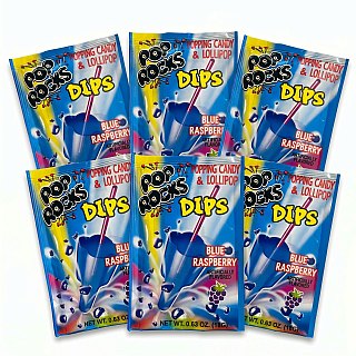 Pop Rocks Popping Candy, Gum & Dips 6 Pack | Dips Blue Raspberry - Specialty Snack by Poprocks