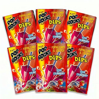 Pop Rocks Popping Candy, Gum & Dips 6 Pack | Dips Sour Strawberry - Specialty Snack by Poprocks