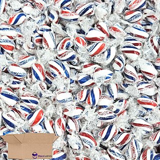 Red, Blue, & White Cylinder Shaped Mint Candy Twists, 1lb. - Specialty Snack by Tribeca Curations