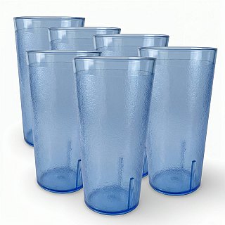 Retro Casual Restaurant Tumblers – 6 Pack | Blue, 22 Ounce - Specialty Snack by Cambro
