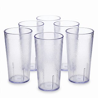 Retro Casual Restaurant Tumblers – 6 Pack | Clear, 16.4 Ounce - Specialty Snack by Cambro
