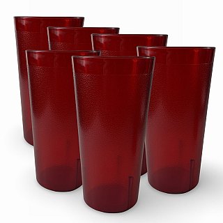 Retro Casual Restaurant Tumblers – 6 Pack | Red, 22 Ounce - Specialty Snack by Cambro