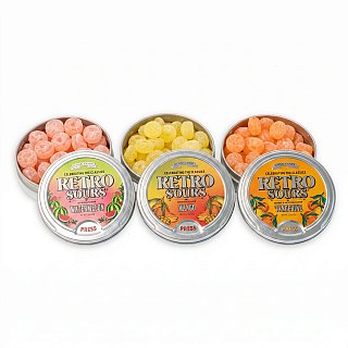 Retro Sours CLASSIC Flavor Trio | Watermelon, Tangerine & Mango | 3 Pack - Specialty Snack by Iconic Candy