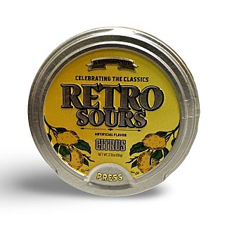 Retro Sours Tin Can Classic Sucking Candy, Citrus, 3 Cans - Specialty Snack by Tribeca Curations