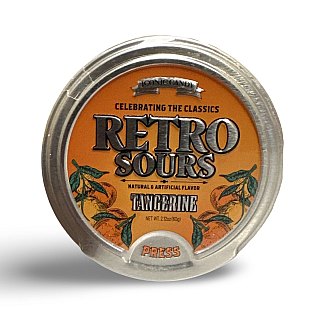 Retro Sours Tin Can Classic Sucking Candy, Tangerine, 3 Cans - Specialty Snack by Tribeca Curations
