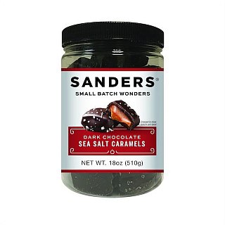 Sanders Dark Chocolate Sea Salt Caramel Thins - 18 oz. Tub - Specialty Snack by Sanders