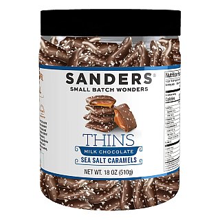 Sanders Milk Chocolate Sea Salt Caramel Thins - 18 oz. Tub - Specialty Snack by Sanders