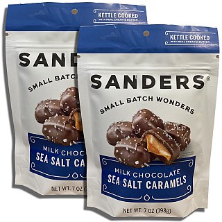 Sanders Small Batch Milk Chocolate Sea Salt Caramels 7 Oz, 2 Packs - Specialty Snack by Sanders