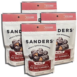 Sanders Small Batch Mini Dark Chocolate Sea Salt Caramels | 3.75 Oz, 4 Pack - Specialty Snack by Sanders