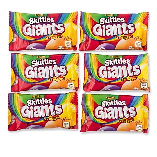 Skittles UK Imports, Giants 3x Bigger, Fruits 45 gm bag | 6 pack - Specialty Snack by Skittles