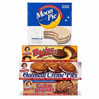 Snack Cake Variety Pack, Moon Pie Double Decker Vanilla, Little Debbie Boston Creme Pies, Fudge Rounds & Oatmeal Creme Pies, 32 Individually Wrapped Treats - Specialty Snack by Little Debbie