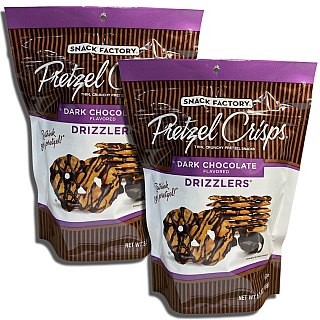 Snack Factory Dark Chocolate Pretzel Crisps Drizzlers 5.5 Ounce, 2 Packs - Specialty Snack by Snack Factory