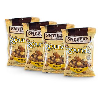 Snyder's of Hanover Pretzels – 3.5 oz Bags, 4 Pack | Rounds Butter - Specialty Snack by Snyder's of Hanover
