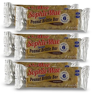 Sophie Mae Coconut Peanut Brittle Bars, 6 Count (2.25 oz Each) Made with 6 Simple Ingredients - Specialty Snack by Sophie Mae
