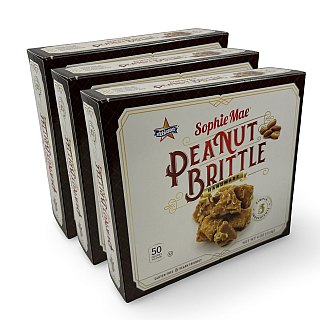 Sophie Mae Handmade Peanut Brittle, Nostalgic Candy, Giftable 4 Oz, 3 Boxes - Specialty Snack by Atkinson's