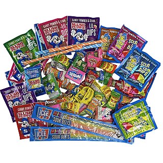 Sour Candy Variety Sampler Pack, Up to 30 Flavors | 60 Units Featuring Slush Puppy, Warheads, Icee, Nerds and more - Specialty Snack by Warheads