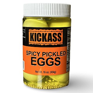 Spicy Pickled Eggs, 16 Oz Jar - Specialty Snack by Kickass