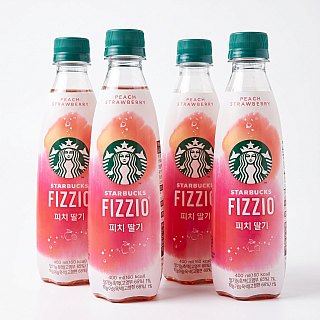 Starbucks Fizzio Korean Import Sparkling Drinks, 4 Pack | Peach Strawberry - Specialty Snack by Starbucks