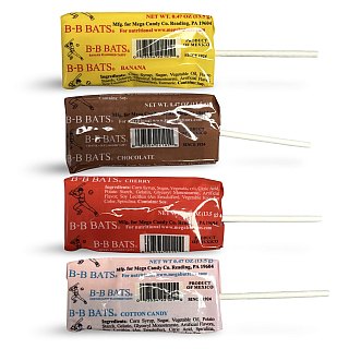 Stichler Classic Chews Nostalgic Candy – 1 lb Tub | B-B Bats Lollipops (Cherry, Banana, Cotton Candy and Chocolate) - Specialty Snack by Stichler