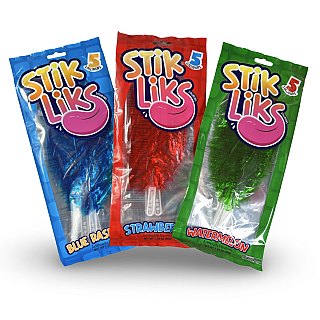 Stik Liks, Unique Rollable, Bendable Lollipops In Strawberry, Watermelon and Blue Raspberry, 15 Total Lollipops - Specialty Snack by Stik Liks