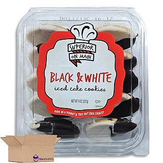 Superior On Main 10x Mini Black & White Iced Cake Cookies - Specialty Snack by Superior on Main