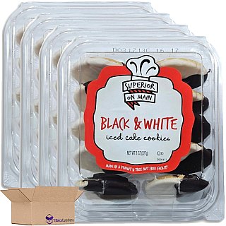 Superior On Main 40x Mini Black & White Iced Cake Cookies - Specialty Snack by Tribeca Curations