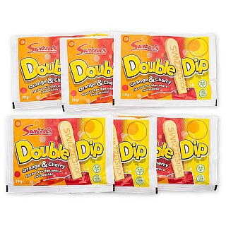 Swizzels Double Dip UK Imported Candy | Orange & Cherry Fizzy Dip, 6 Pack - Specialty Snack by Squashies