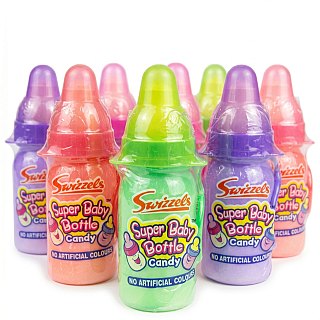 Swizzels Sour Baby Bottle UK Imported Candy | Sour Powder with Vanilla Flavored Top 23g, 8 Pack - Specialty Snack by Squashies